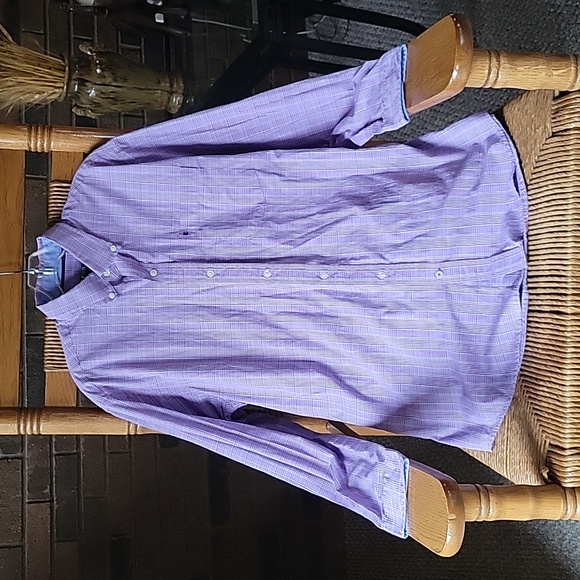 Izod purple plaid button-down,  size M - Picture 2 of 10